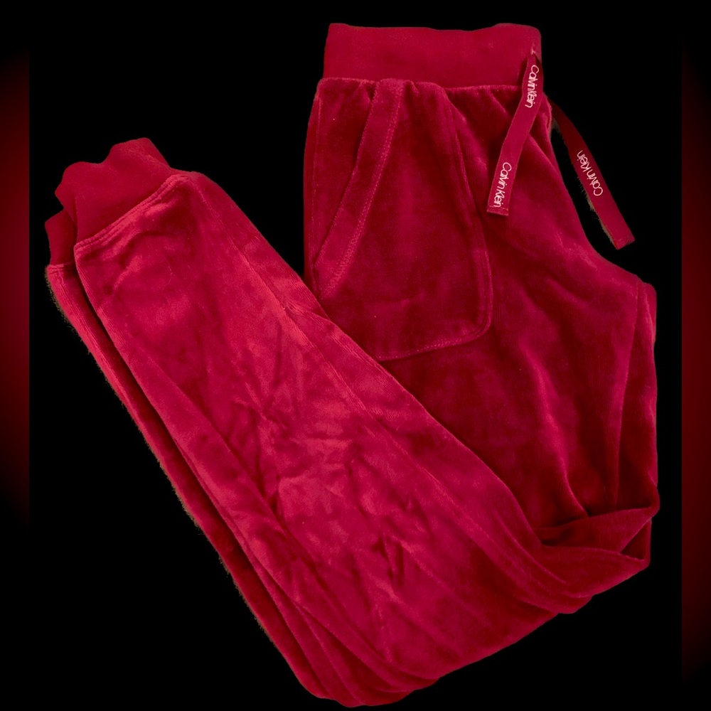 Calvin Klein Velvet Joggers - red - Worn/washed once - good condition. Size XS